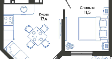 1-к. квартира, 42&nbsp;м²