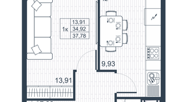 1-к. квартира, 36&nbsp;м²