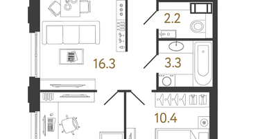 2-к. квартира, 51&nbsp;м²