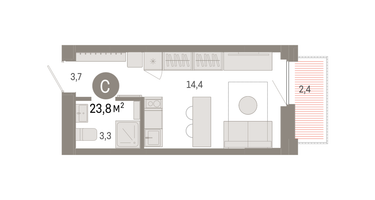 Студия, 23&nbsp;м²