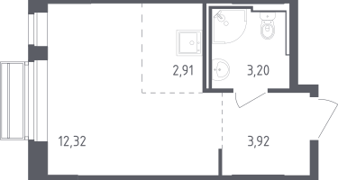 Студия, 22&nbsp;м²