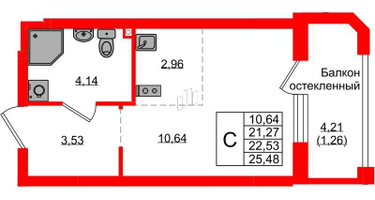 Студия, 22&nbsp;м²