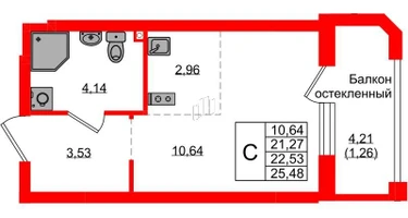Студия, 22&nbsp;м²