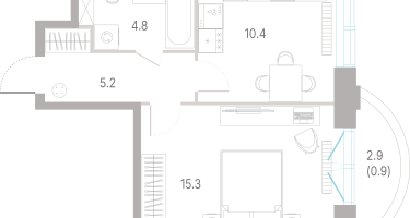 1-к. квартира, 36&nbsp;м²