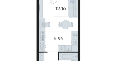 Студия, 28 м²