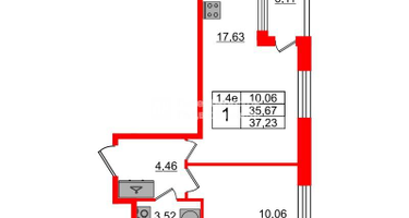 1-к. квартира, 34 м²