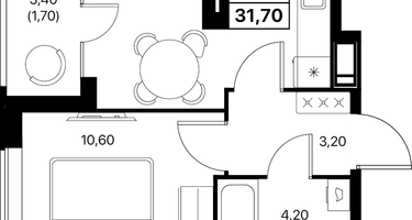 1-к. квартира, 31&nbsp;м²