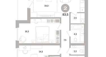 2-к. квартира, 83 м²