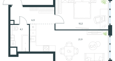 1-к. квартира, 47 м²