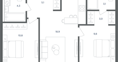 2-к. квартира, 55&nbsp;м²