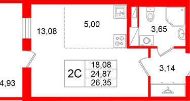 Студия, 24&nbsp;м²