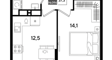 1-к. квартира, 37&nbsp;м²