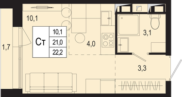 Студия, 21&nbsp;м²