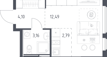 Студия, 22&nbsp;м²