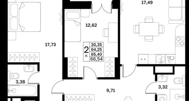 2-к. квартира, 65&nbsp;м²
