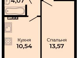 1-к. квартира, 36 м²