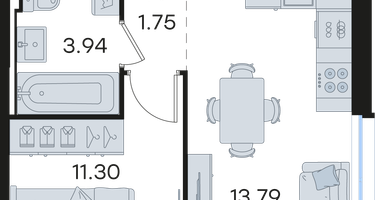 1-к. квартира, 37&nbsp;м²