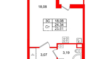 Студия, 24&nbsp;м²
