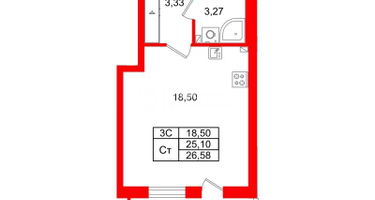 Студия, 25&nbsp;м²
