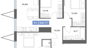 3-к. квартира, 68&nbsp;м²