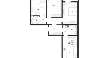 3-к. квартира, 85&nbsp;м²