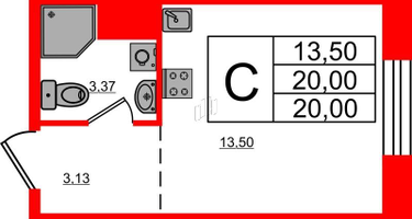 Студия, 20 м²