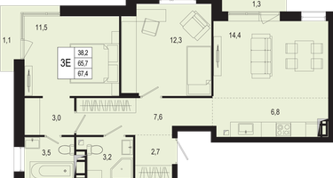 3-к. квартира, 65&nbsp;м²