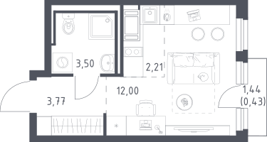 Студия, 21&nbsp;м²