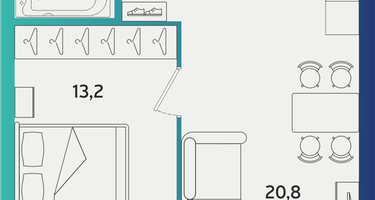 1-к. квартира, 42 м²