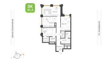 3-к. квартира, 81 м²