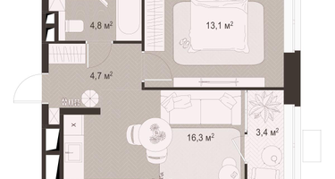 1-к. квартира, 42&nbsp;м²