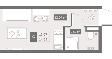 Студия, 15&nbsp;м²