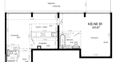 2-к. квартира, 69 м²