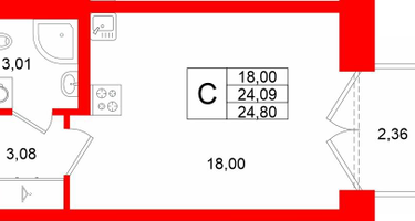 Студия, 24 м²