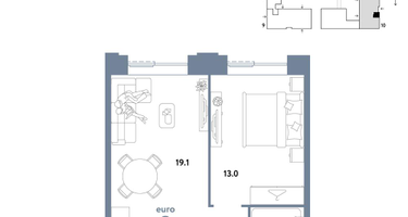 2-к. квартира, 38&nbsp;м²