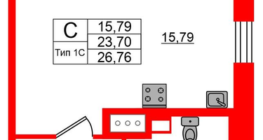 Студия, 23 м²