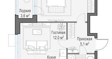 2-к. квартира, 42&nbsp;м²