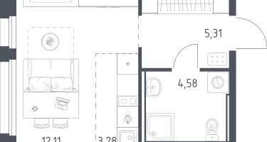 Студия, 25&nbsp;м²