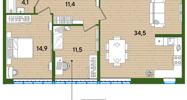 2-к. квартира, 85 м²