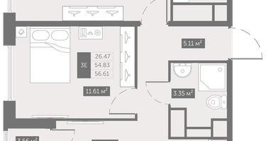 2-к. квартира, 56&nbsp;м²