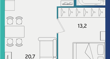 1-к. квартира, 42&nbsp;м²