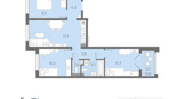 3-к. квартира, 66&nbsp;м²