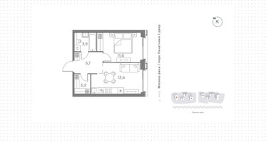 1-к. квартира, 37&nbsp;м²