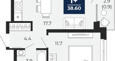 1-к. квартира, 37 м²
