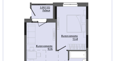 1-к. квартира, 38 м²