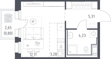 Студия, 25&nbsp;м²