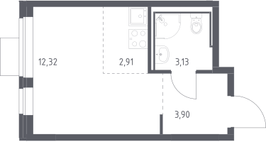 Студия, 22&nbsp;м²