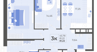 3-к. квартира, 82&nbsp;м²