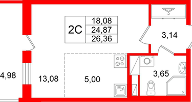 Студия, 24 м²