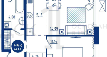 1-к. квартира, 44&nbsp;м²
